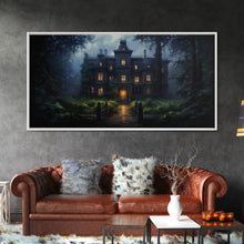 Load image into Gallery viewer, The Haunted House, Spooky Halloween Art, Haunted Victorian Mansion Framed Canvas Print, Horror Prints