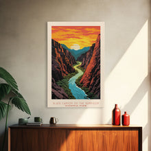 Load image into Gallery viewer, Black Canyon National Park Colorado Travel Art, National Park Print, Minimalist Travel Art, Midcentury Modern Style Landscape Painting