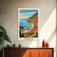 Carregar imagem no visualizador da galeria, Acadia National Park Maine Travel Art, National Park Print, Minimalist Travel Art, Midcentury Modern Style Landscape Painting