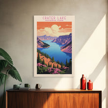 Load image into Gallery viewer, Crater Lake National Park Travel Poster Print, Canvas Print Wall Art, Oregon Travel Art, Midcentury Modern Travel Decor