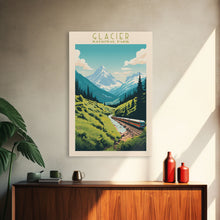 Carregar imagem no visualizador da galeria, Glacier National Park Travel Poster Art, Canvas Print Wall Art, Montana Travel Art, Midcentury Modern Travel Decor, MCM Wall Art