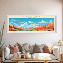 Carregar imagem no visualizador da galeria, Capitol Reef National Park, Panoramic Utah Travel Art, National Park Print, Minimalist Travel Art, Midcentury Modern Style Landscape