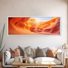 Load image into Gallery viewer, Beautiful Photographic Panoramic of Antelope Canyon Arizona, Sunset Photography, Framed Canvas Print, Landscape Photography, Landmark Art