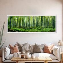 Load image into Gallery viewer, Beautiful Photographic Panoramic of Arashiyama Bamboo Grove Kyoto Japan, Framed Canvas Print, Landscape Photography, Landmark Art