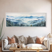 Load image into Gallery viewer, Blue Ridge Mountains National Park Panoramic Watercolor Painting Framed Canvas Print Large Wall Art