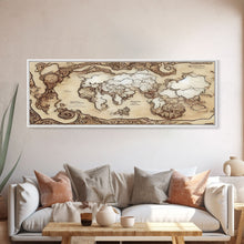 Load image into Gallery viewer, D&D RPG World Map Concept Art, Ready To Hang Canvas Print, Panoramic Art, Extra Wide Wall Decor, Cool Mancave Art, DND