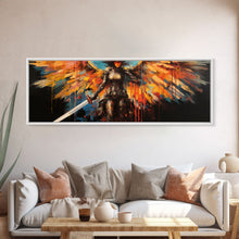 Load image into Gallery viewer, The Battle Angel, Framed Canvas Print, Game Room Art, Panoramic Painting, Panoramic Wall Art, Extra Large Wall Art