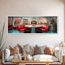 Load image into Gallery viewer, Atomic Age Scifi Style 1950s Diner Booth Wall Art, Framed Canvas Print, MCM, Midcentury Modern Wall Art, Diner Decor