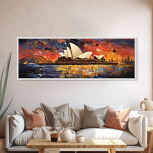 Carregar imagem no visualizador da galeria, Abstract Painting of the Sydney Opera House, Framed Canvas Print, Van Gogh Inspired Australia Art, Paint of Sydney