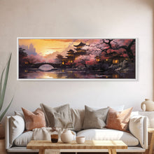 Load image into Gallery viewer, Dawn In Kyoto, Japan - Framed Canvas Print - Panoramic Painting Wall Art - Cute Wall Decor - Japanese Style Art