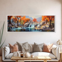 Load image into Gallery viewer, Beautiful Fall Centerpiece Wall Art, Framed Canvas Print, Autumn Landscape Watercolor Painting, Minimalist Boho Style Wall Art, Minimalist