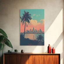Cargar imagen en el visor de la galería, Cityscape Wall Art, Tropical Wall Art, Palm Tree Art, Canvas Print, Wall Hanging, Portrait Art, City Wall Art, Gifts For Grandma, Office Art