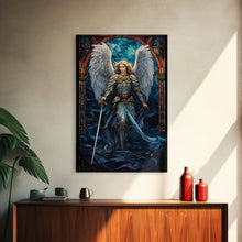 Load image into Gallery viewer, Angel, Angel Warrior, Fantasy Art, Canvas Print, Wall Hanging, Portrait Art, Stained Glass Art, Christian Wall Decor, Country Wall Art