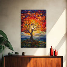 Carregar imagem no visualizador da galeria, Burning Tree Art, Abstract Art, Tree Wall Art, Canvas Print, Wall Hanging, Portrait Art, Thank You Gift, Bedroom Prints, Indie Room Decor