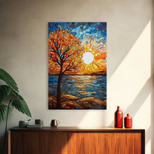 Carregar imagem no visualizador da galeria, Abstract Art, Tree Wall Art, Ocean Wall Art, Sunset, Canvas Print, Wall Hanging, Portrait Art, Nature Print, Office Decor, Entryway Prints
