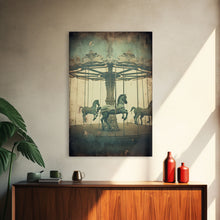 Load image into Gallery viewer, Carnival Art, Circus Print, Carousel Art Print, Canvas Print, Wall Hanging, Portrait Art, Spooky Room Decor, Entryway Prints, Home Wall Art