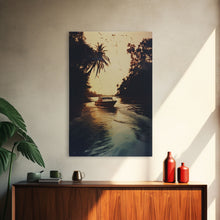 Load image into Gallery viewer, Boat Art, River Wall Art, Adventure, Canvas Print, Wall Hanging, Portrait Art, Nature Wall Art, Gift For Boss, Office Wall Art, Room Decor