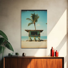Load image into Gallery viewer, Beach Wall Art, Palm Tree Wall Art, Tropical Art, Canvas Print, Wall Hanging, Portrait Art, Anniversary Gift, Above Bed Art, Bedroom Prints