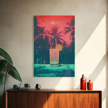 Cargar imagen en el visor de la galería, Cocktail Wall Print, Palm Tree Wall Art, Tropical Wall Art, Beach Wall Art, Canvas Print, Wall Hanging, Portrait Art, Bar Decor, RV Wall Art