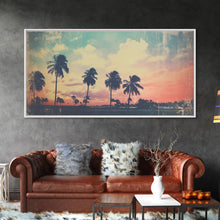 Load image into Gallery viewer, Distressed Old Photo Of Miami Beaches In the 1980s - Framed Canvas Print - Photography Print - Vaporwave Aesthetic Wall Art