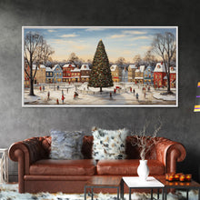 Cargar imagen en el visor de la galería, Christmas Tree In Town Square Framed Christmas Wall Art - Framed Christmas Art - Canvas Art - St. Nicholas - Winter Wonderland Centerpiece