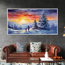Carregar imagem no visualizador da galeria, A Christmas Day Hike - Winter Wonderland Framed Canvas Print - Christmas Decor - Christmas Oil Painting - Holiday Wall Art Painting