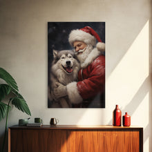 Cargar imagen en el visor de la galería, Santa Claus and his Alaskan Malamute, Christmas Wall Art, Dog Gift, Christmas Dog, Winter Wall Art, Santa Decor, Santa Art Print