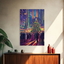 Load image into Gallery viewer, Elegant Christmas Ball Scene with Large Decorated Tree and Holiday Party, Perfect for Framed Canvas Print and Christmas Wall Art