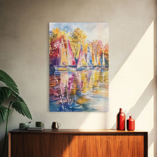 Load image into Gallery viewer, Church Steeple Surrounded By Fall Trees Framed Canvas Print Autumn Village Scene Best Gift Seasonal Wall Art Holiday Home Decor