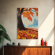 Carregar imagem no visualizador da galeria, Framed Canvas Print of Vibrant Autumn Tree and Leaves, Seasonal Wall Art, Fall Decor, Gift Idea, Modern Farmhouse, Autumn Landscape Art