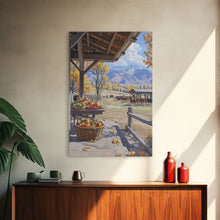 Carregar imagem no visualizador da galeria, Autumn Harvest Scene With Pumpkins Farmhouse Wall Art Framed Canvas Print Thanksgiving Seasonal Wall Art Country Home Decor Gift Idea