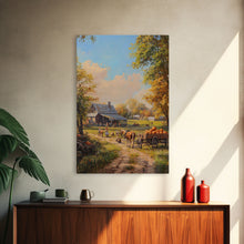 Carregar imagem no visualizador da galeria, Autumn Farmhouse Harvest Scene With Pumpkins Framed Canvas Print Fall Wall Art Seasonal Home Decor Thanksgiving Wall Art Rustic Gift Idea