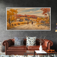 Load image into Gallery viewer, Framed Canvas Print Autumn Cowboy Riders in Fall Colors, Perfect Autumn Decor, Rustic Western Wall Art, and Seasonal Fall Wall Print