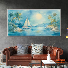 Carregar imagem no visualizador da galeria, Festive Boat Lighthouse Framed Canvas Print Christmas Nautical Holiday Art Beach Christmas Decor Best Gift Christmas Art Prints 2024