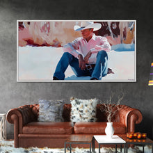 Carregar imagem no visualizador da galeria, Fall harvest Framed Canvas Print featuring a cowgirl sitting among pumpkins in a rustic setting, farmhouse autumn decor and wall art