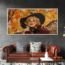 Carregar imagem no visualizador da galeria, Cute Fall Cowgirl Amongst The Autumn Leaves, Gift or Autumn Decor, Perfect Addition to Home and Office Interiors