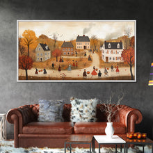 Carregar imagem no visualizador da galeria, Autumn Harvest Village Scene Framed Canvas Print - Cozy Fall Decor and Seasonal Wall Art with Country Charm and Autumn Ambiance