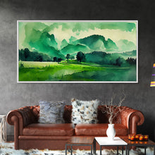 Load image into Gallery viewer, Emerald Green Watercolor Landscape Abstract, ready to hang canvas print wall art, framed canvas wall art