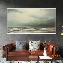 Load image into Gallery viewer, Beach Wall Art, Framed Canvas Print, Newport Beach Art, Beach House Decor, Drab and Moody / Subdued Wall Art, A Stormy Day