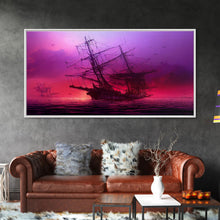 Load image into Gallery viewer, Outrun Style Ghost Ship, Abandoned Pirate Ship, ready to hang canvas print, framed art, cool unique wall decor