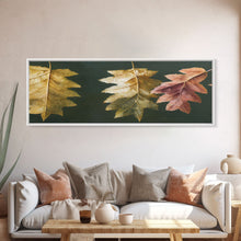 Carregar imagem no visualizador da galeria, Fall Decor, Fall Leaves Panoramic Art, Extra Large Wall Art, Framed Panoramic Canvas Print, Framed Wall Art