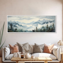 Carregar imagem no visualizador da galeria, Foggy Mountain Forest Canvas Print, Oil Landscape Painting On Canvas - Ready To Hang Large Panoramic Canvas Wall Art Prints, Framed Wall Art