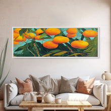 Carregar imagem no visualizador da galeria, Florida Orange Trees, Abstract Art, Extra Large Wall Art, Framed Panoramic Canvas Print, Framed Wall Decor