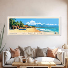 Load image into Gallery viewer, An Bang Beach, Hoi An, Vietnam Panoramic Beach Print, Vacation Gift, Hoi An, Vietnam Wall Art, Framed Canvas Print, Framed Beach Painting