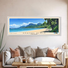 Load image into Gallery viewer, Anaoke Beach, Cook Islands Panoramic Beach Print, Vacation Gift, Cook Islands Wall Art, Beach Painting, Beach Decor, Beach Painting