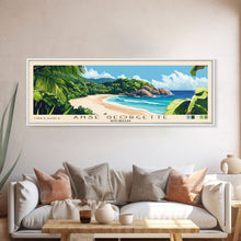 Load image into Gallery viewer, Anse Georgette, Seychelles Panoramic Beach Print, Vacation Gift, Seychelles Wall Art, Framed Canvas Print, Framed Beach Painting