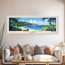 Load image into Gallery viewer, Anse Major, Seychelles Panoramic Beach Print, Vacation Gift, Seychelles Wall Art, Beach Painting, Beach Decor, Beach Painting