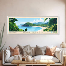 Load image into Gallery viewer, Anse Soleil, Seychelles Panoramic Beach Print, Vacation Gift, Seychelles Wall Art, Framed Canvas Print, Framed Beach Painting