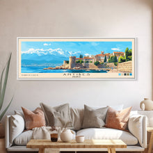 Load image into Gallery viewer, Antibes, France Panoramic Beach Print, Vacation Gift, France Wall Art, Beach Painting, Beach Decor, Beach Painting