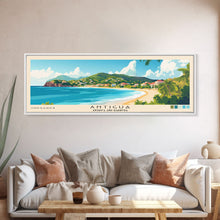 Load image into Gallery viewer, Antigua, Antigua and Barbuda Panoramic Print, Vacation Gift, Antigua and Barbuda Wall Art, Beach Painting, Beach Decor, Large Wall Art, Wood Frame Art